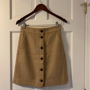 J.Crew Button Down Wool Skirt, Camel Color